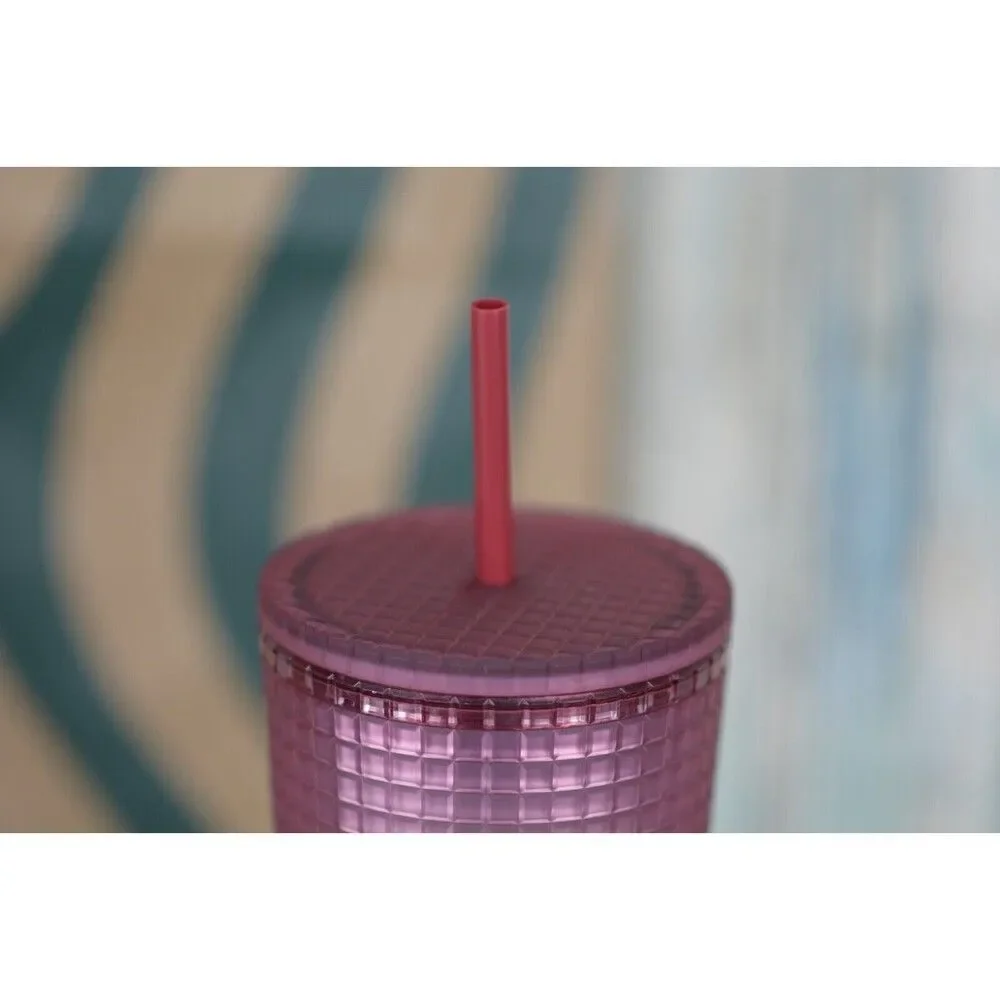 Starbucks Soft Touch Purple Grid Venti 24oz Cold Cup